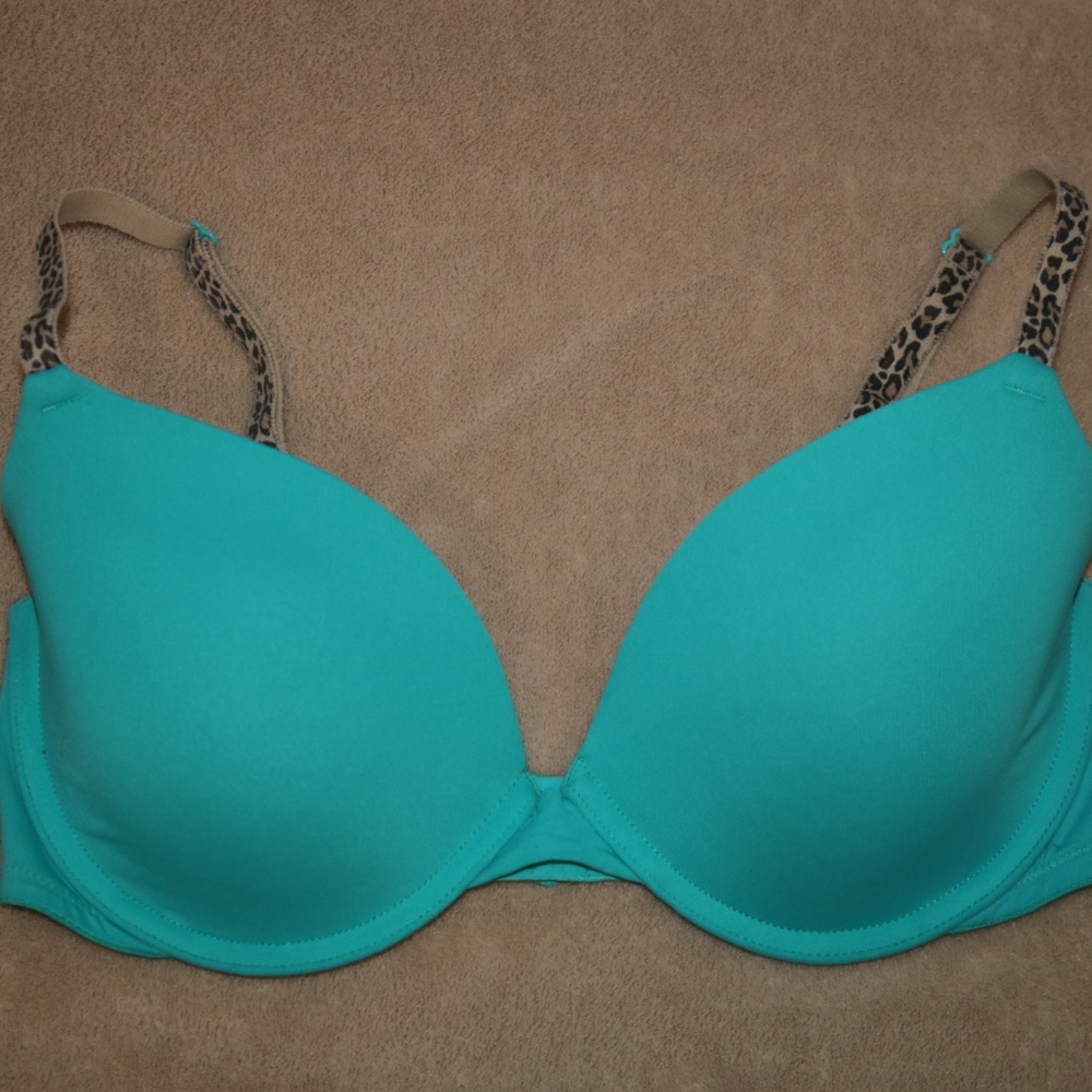 Victoria’s Secret PINK blue and cheetah strap bra